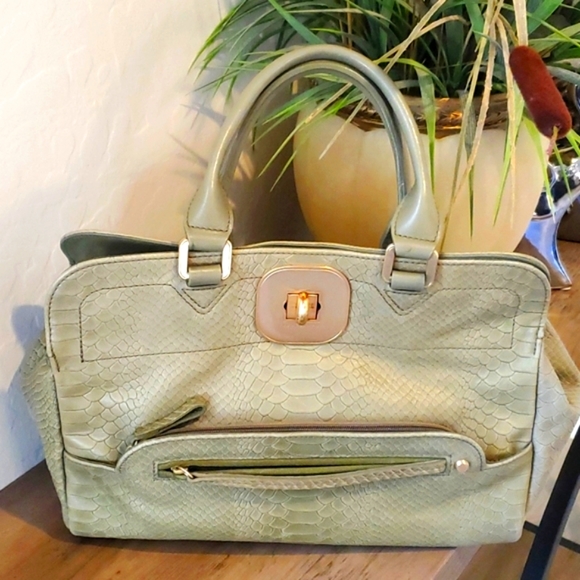 Longchamp Gatsby Snakeskin Exotic Green Leather Satchel Purse B3202 - Picture 2 of 10